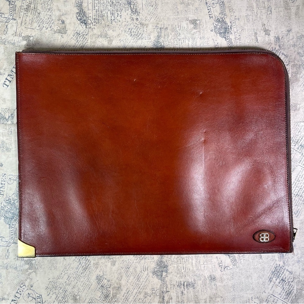 Bosca Full Grain Hide 16" Leather Portfolio Envelope Italian Leather Document